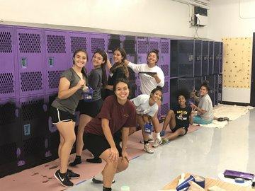Girls basketball team converting locker room